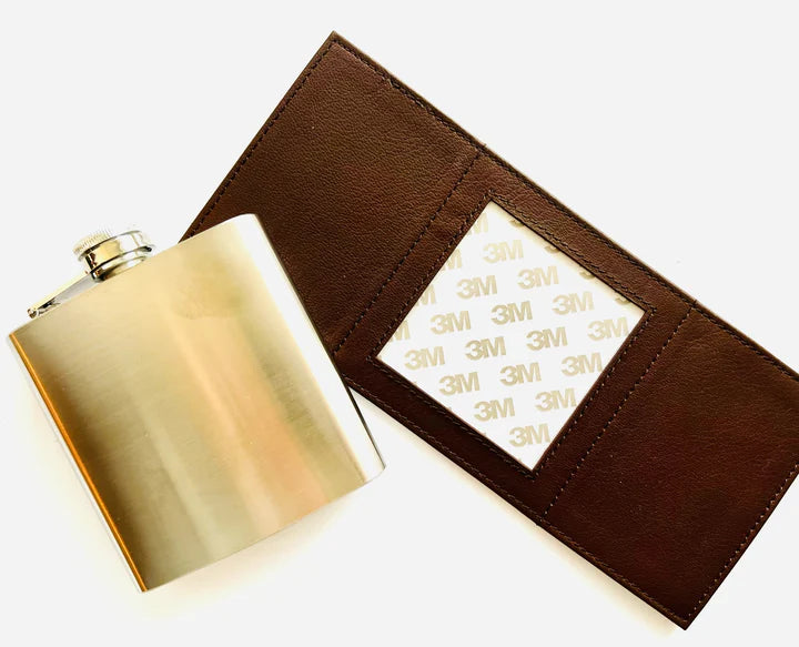Self Finishing Leather Flask-Dark Brown