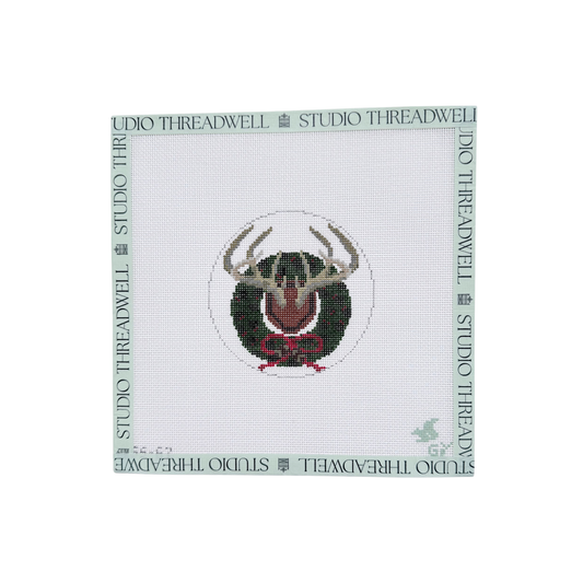 Whitetail Antlers w/Holly Wreath