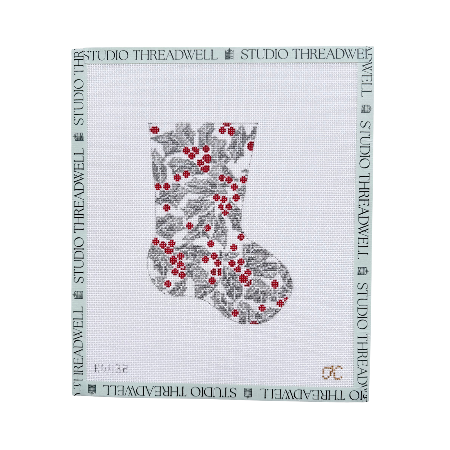 Silver Holly Mini Stocking