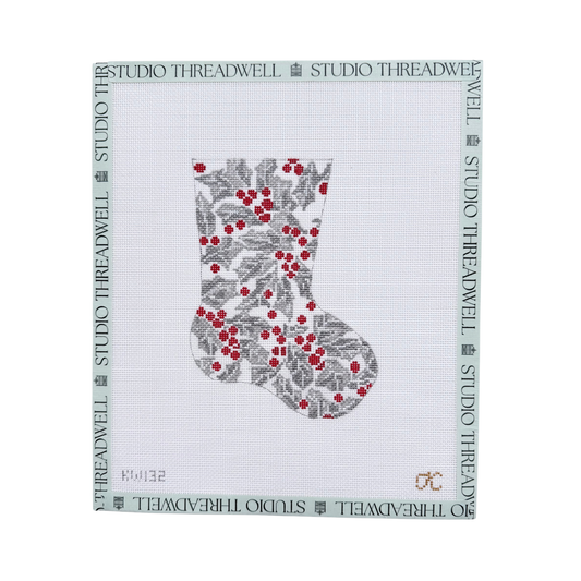 Silver Holly Mini Stocking