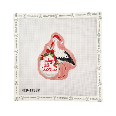 Baby's First Christmas Pink Stork