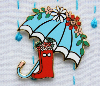 Floral Umbrella and Boots Needle Minder