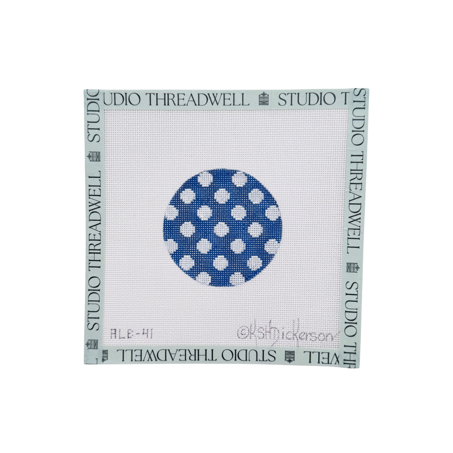 Blue with White Polka Dots Round