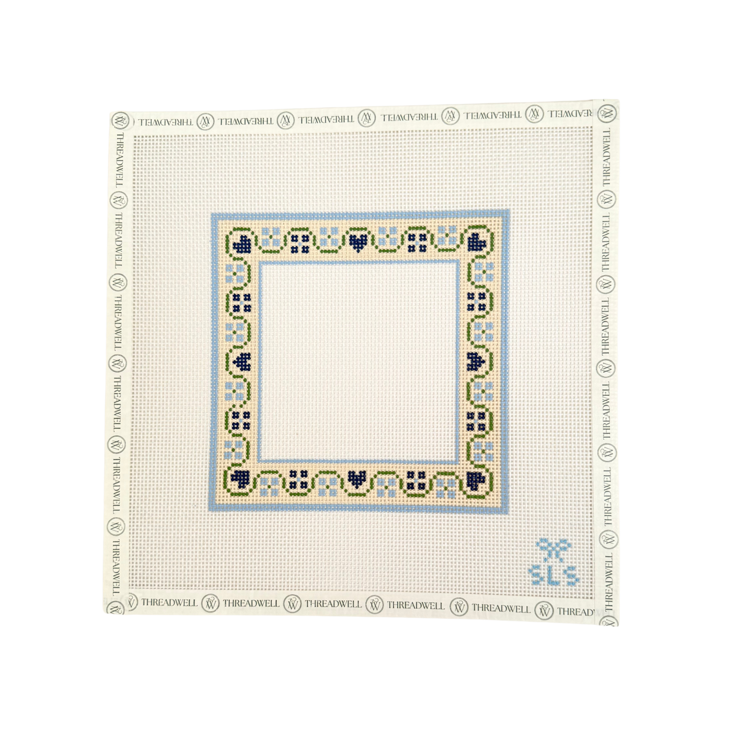 Frame-Love & Flowers, Blue on Natural